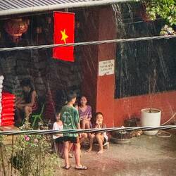 Thunder, lighting and rain in the town of Tay Son