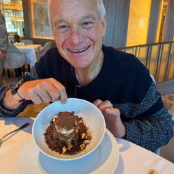 My First and ONLY lunch in the dining room...celebrating with dessert!