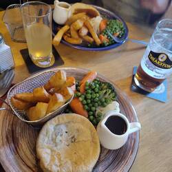 Whisky glazed butternut squash and pearl onion tart at the Duke of York
