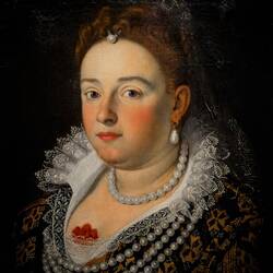 It's the lace detail in the portrait of the Grand Duchess of Tuscany that grabbed my attention.