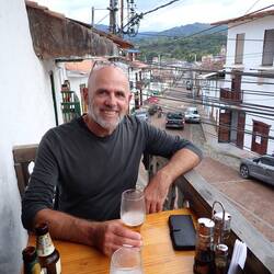 Enjoying a beer on the balcony