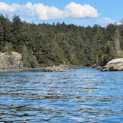Tricky approach to Smuggler Cove. Don't hit the rocks!