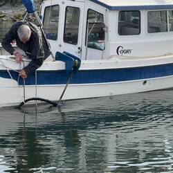 Mike freeing his anchor.
