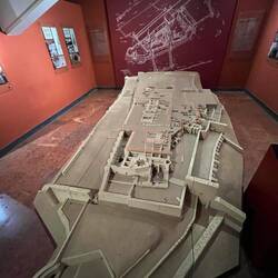 This model shows what remains of the medieval castle, beneath the later palace