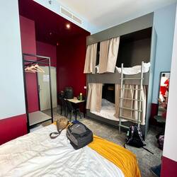 Our quadruple room, 2 bunks and a double bed