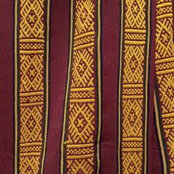 Closeup of a hand-woven textile.