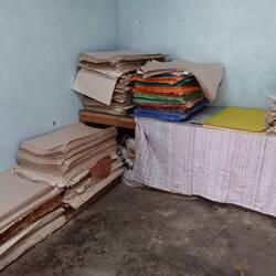Stacks of finished paper.  Mostly used for Buddhist writings.