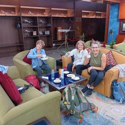 Living it up in the airport lounge on Cindy's card membership