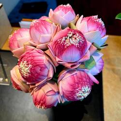 Lotus flower bouquet at Metropole Hotel with petals artfully folded (yes,real flowers)