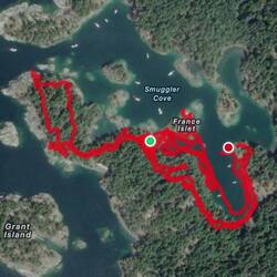 Hike and kayak track. Most of kayak track looking for handheld radio.
