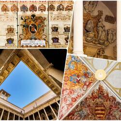 Details from the ancient courtyard of Palazzo del Bo — Padova, Italy.