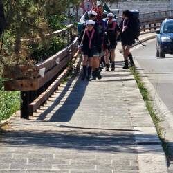 A group of scouts, I think, coming out of a campground