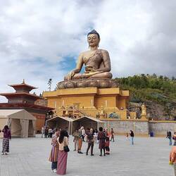 The Buddha Dordenma. 169 ft tall. Painted bronze.