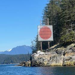 Red warning sign to pilots, I think. Power line crossing.