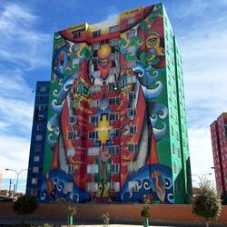 Brightly painted by artist Mamani