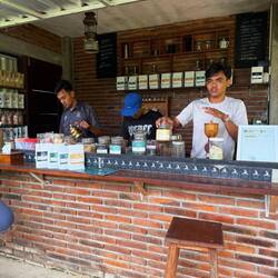 Kaffeeröster auf dem Weg zum Minitemoeo mitten in den Feldern