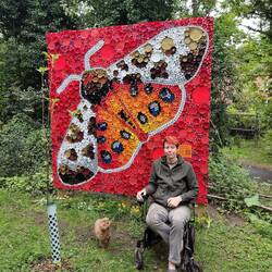 Woodley & Bredbury Community Garden bottle top Garden Tiger Moth mural