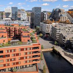Blick auf die Stadt von der Dachterrasse des Museums