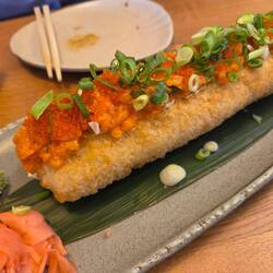 Panko bread crumbed fried sushi