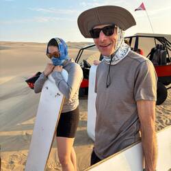 Michael with his sand board.