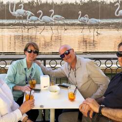 Aperol along the canal with Jane & Michael from Canberra — Comacchio, Italy.