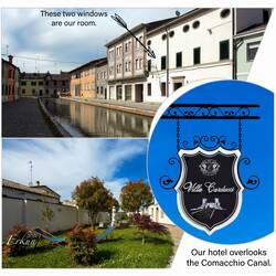 We're at the Villa Carducci for two nights — Comacchio, Italy.