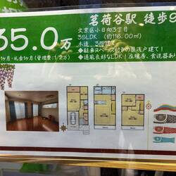 The "big"rooms only=855 sq feet, ¥350,000 or $2,230 per month for this vertical flat.