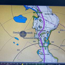 Purple is my track thru Sechelt Rapids today. (Dashed line was coming in two days ago.)