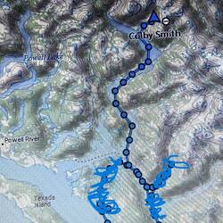 Our track today from Storm Bay to Chatterbox Falls.