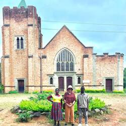 Livingstonia church with Sheila and MacDonald