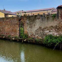 Raining ... but we're dry in the museum — Comacchio, Italy.