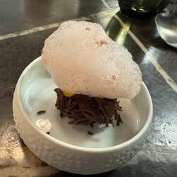 pre-dessert. A sea urchin truffle.
