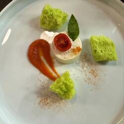Italy at a glance. This consisted of homemade mozzarella with a tomato purée, a sun-dried tomato, ba