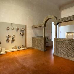 Fragments of Byzantine capitals/columns; Presbytery reconstruction (9th century AD).