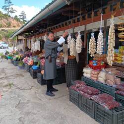 Yak cheese at a market along the highway.