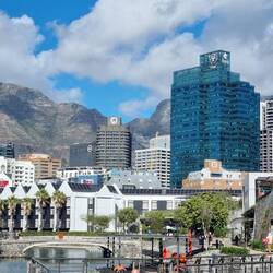 Table Mountain looms over the city.