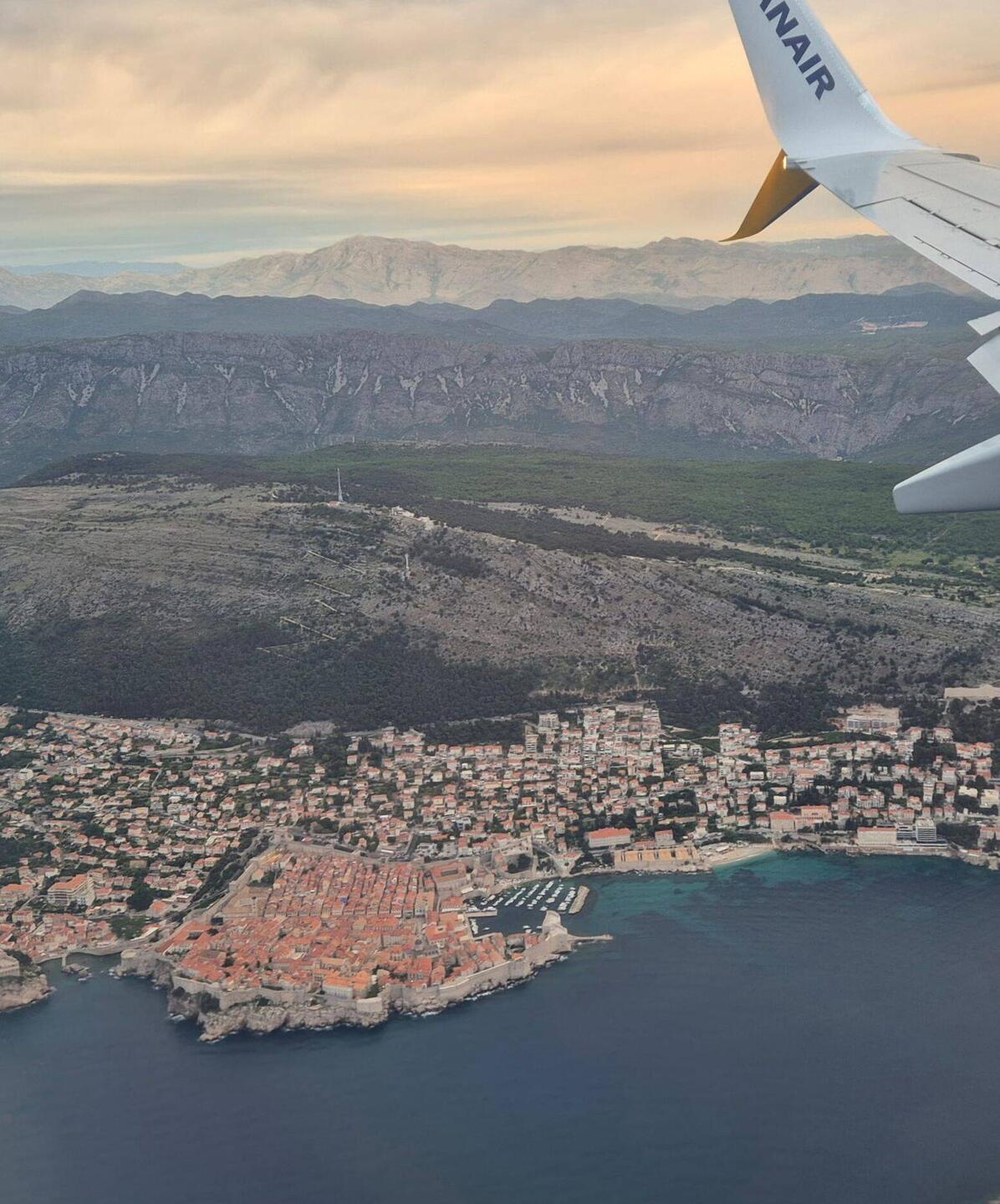 Blick aus dem Flieger auf die Altstadt von Dubrovnik