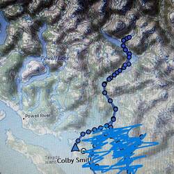 My Inreach track of our route today.