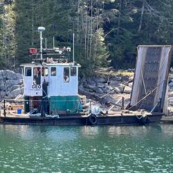Barge Tug near where we are anchored in Ballet Bay