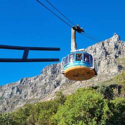 Cable car gondola heading up. Its a short trip up but steep.