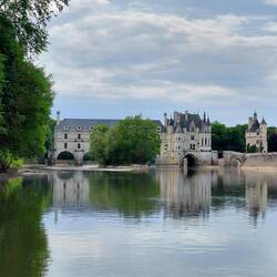 Chenonceau Chateau as viewed from le bateau. Le Cher river was too shallow