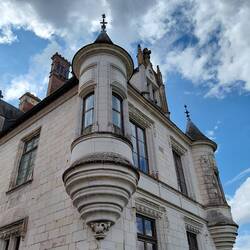 Curved windows on the turrets
