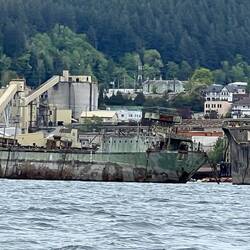 Old ships used as break water near the old pulp plant.