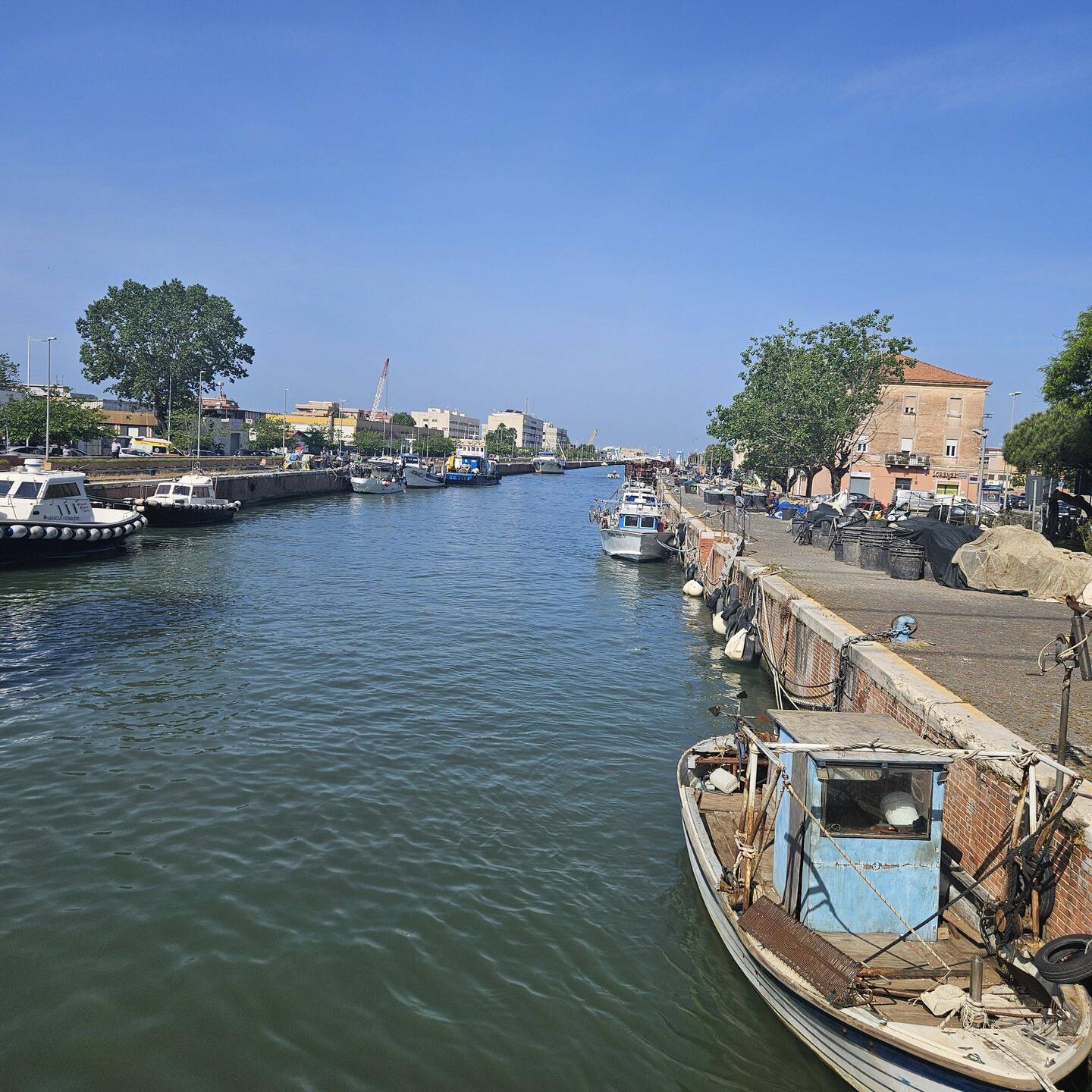 Canal lined with fishing boats