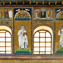 Mosaic of Sant'Apollinare (left) ... Basilica di Sant'Apollinare Nuovo — Ravenna, Italy.