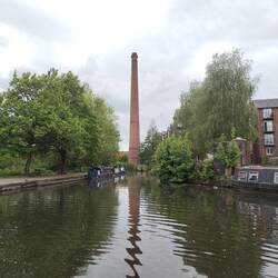 Looking left to the cotton mill chimney on the Ashton Canal