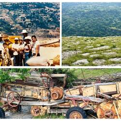 Top L: era, thresher, & bancales ...Top R: same era today, bancales overgrown.