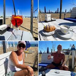 ..wir Frühstücken sogar am Strand🏖️,aber der CampariSpritz war dann erst später ☝🏻😜😆😇