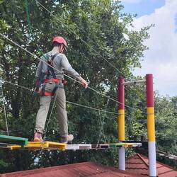 On the sky walk ($1). About 200 meters