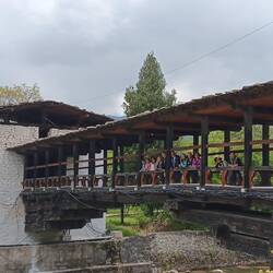 On the bridge crossing the river from Dzong to town